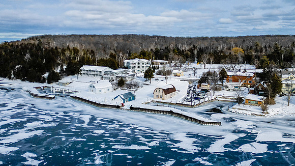 Gills Rock Sunny Snow Drone-16