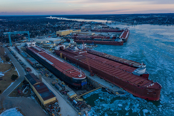 01-24-2021-Dan Eggert-Shipyard sunset drone winter layup-1