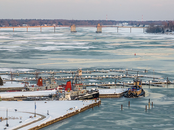 Sturgeon Bay Sunny Snow Drone-11