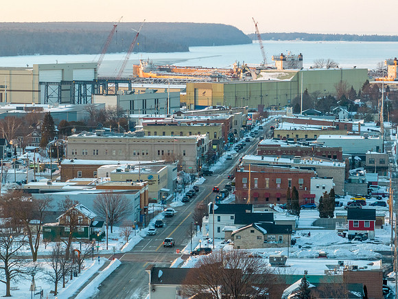 Sturgeon Bay Sunny Snow Drone-1