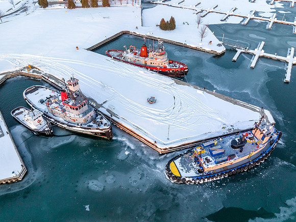 Sturgeon Bay Sunny Snow Drone-9