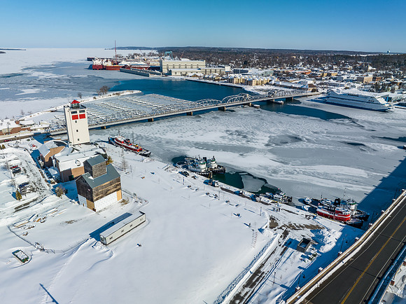 Sturgeon Bay Sunny Snow Drone-19