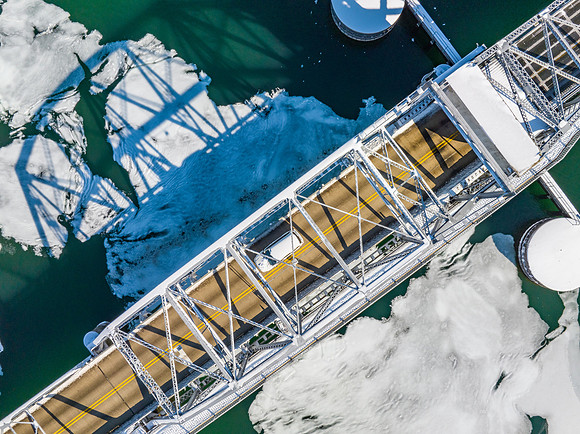 Sturgeon Bay Sunny Snow Drone-31